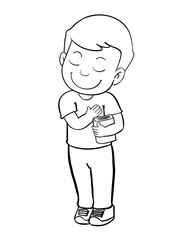 cartoon images of men and women, happy, rejoicing in God's grace