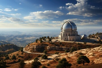 Huge astronomical observatory against the blue sky.