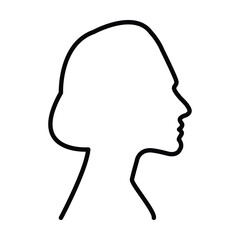 Face outline of female or woman human head profile silhouette vector icon in a glyph pictogram illustration