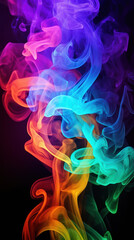 Fototapeta na wymiar Abstract colorful neon smoke on black background