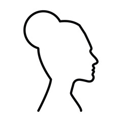 Face outline of female or woman human head profile silhouette vector icon in a glyph pictogram illustration