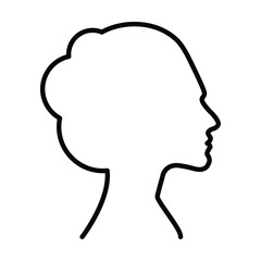 Face outline of female or woman human head profile silhouette vector icon in a glyph pictogram illustration