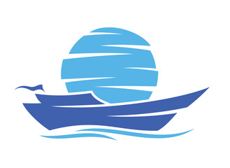 Yacht boat icon symbol ,vector logo design element. Isolated on white background.