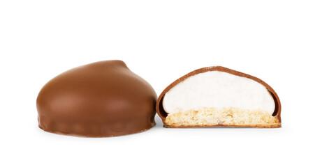 Puffy marshmallows on background isolated