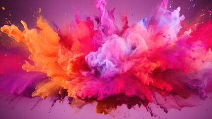 Fototapeta na wymiar Holi paint splash, pink, purle, red, orange color. Abstract colorful background. 