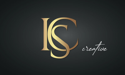 luxury letters ISC golden logo icon premium monogram, creative royal logo design	 - obrazy, fototapety, plakaty