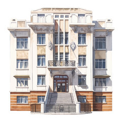 Obraz premium school building watercolor illustration, generative AI