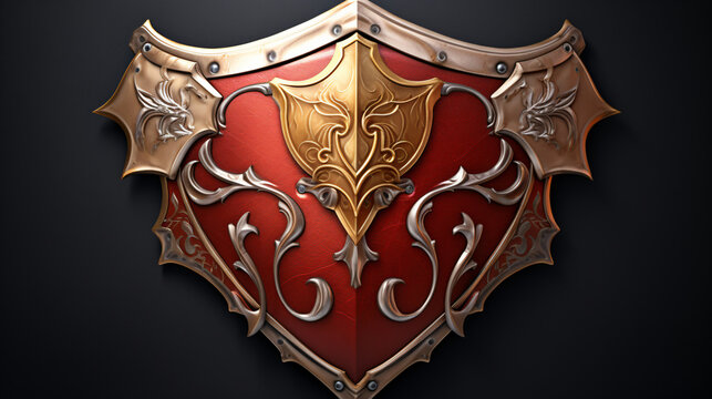 Beautiful Fantasy Heraldic Shield With Ornate Helmet