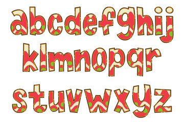 Handcrafted Christmas Cookie Letters. Color Creative Art Typographic Design