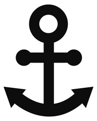 Anchor icon. Black nautical symbol. Sailing sign