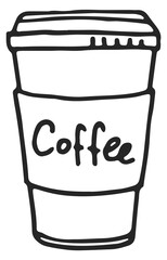 Coffee cup doodle. Hand drawn takeaway drink