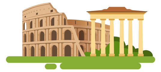 Fototapeta premium Ancient landmark icon. Old historical column architecture