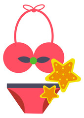 Bikini icon. Red female swimwear. Summer vacation symbol