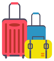 Travel bags icon. Colorful baggage. Luggage pile