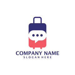 Chat Suitcase logo design vector. Suitcase logo design template concept
