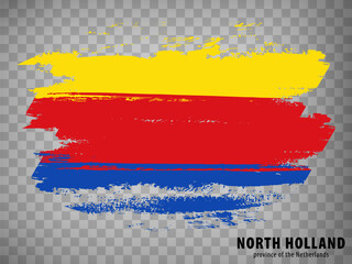 Flag of  North Holland brush strokes. Flag of Province  North Holland on transparent background for your web site design, logo, app, UI. Netherlands. EPS10.