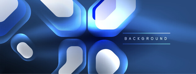 Glowing neon geometric elements abstract background. Neon light or laser show, electric impulse, power lines, techno quantum energy impulse, magic glowing dynamic lines