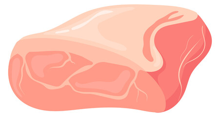 Pork belly meat. Cartoon fresh raw food