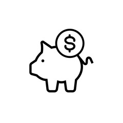 Piggy Bank. Fully scalable vector icon in outline style.