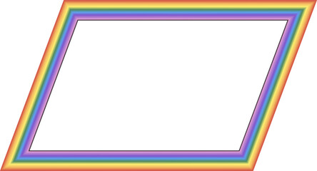 Parallelogram frame Rainbow frame spectrum colorful color gradient photo frame borders vector background element decoration creative design ornamental borders isolated celebration