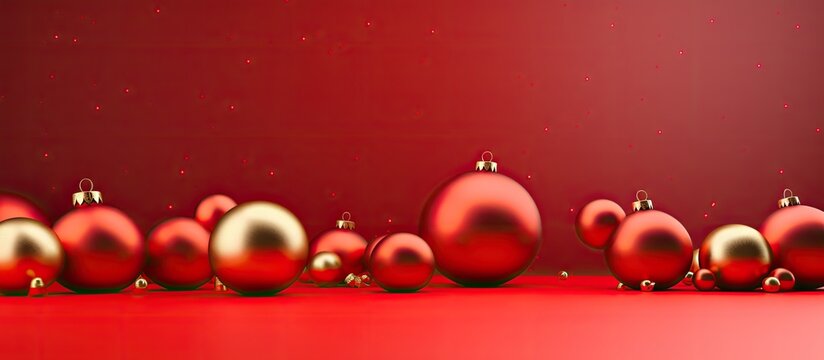 A 3D image with a red Christmas background that can be used for product placement or a website. The