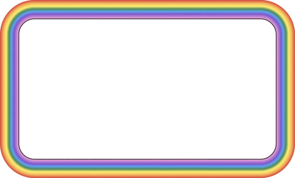 Rounded Rectangle frame Rainbow frame spectrum colorful color gradient photo frame borders vector background element decoration creative design ornamental borders isolated celebration