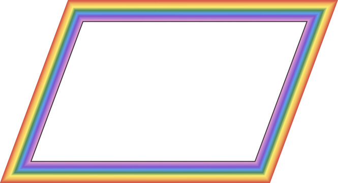 Parallelogram frame Rainbow frame spectrum colorful color gradient photo frame borders vector background element decoration creative design ornamental borders isolated celebration