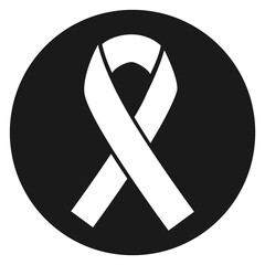 Breast cancer awareness round black badge. Female health symbol