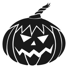 Halloween pumpkin with carved face. Autumn holiday decoration