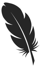 Calligraphy quill. Simple writing logo. Creative fluffy feather