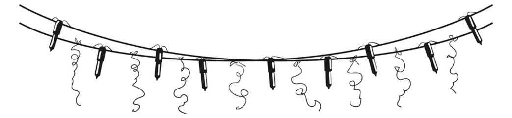 Black christmas light border. Decorative horizontal string