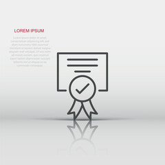 Approve certificate icon in flat style. Document check mark vector illustration on white isolated background. Approval choice business concept.