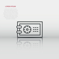 Safe money icon in flat style. Strongbox vector illustration on white isolated background. Finance security business concept.