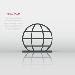 Earth planet icon in flat style. Globe geographic vector illustration on white isolated background. Global communication business concept.