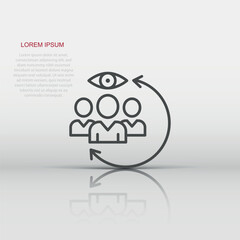 People surveillance icon in flat style. Search human vector illustration on white background. Partnership business concept.