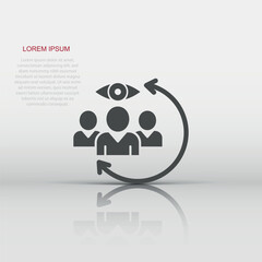 People surveillance icon in flat style. Search human vector illustration on white background. Partnership business concept.