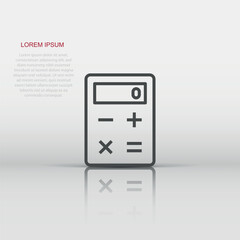 Calculator icon in flat style. Calculate vector illustration on white isolated background. Calculation business concept.