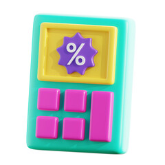 3D Discount Calculation illustration for landing page Icon, Market place, social media, online shopping, 3D Rendering