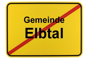 Illustration eines Ortsschildes der Gemeinde Elbtal in Hessen