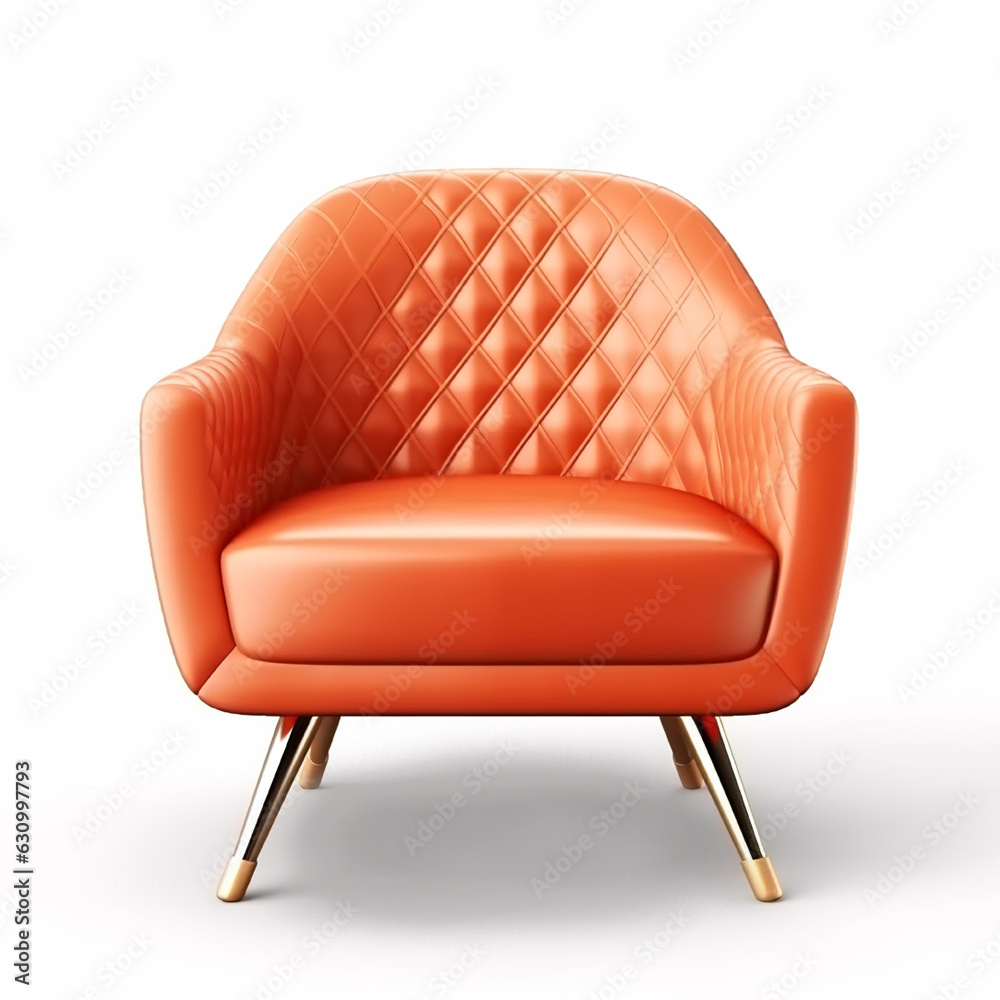 Wall mural orange classic armchair isolated background