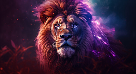 Vibrant Lion Portrait