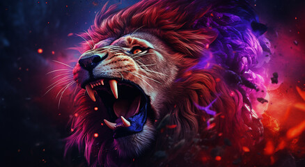 Vibrant Lion Portrait