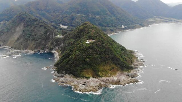 Aerial video, with drone, Cape kyogamisaki, in Kyoto Japan. A part of long circle shot 3 of 3.