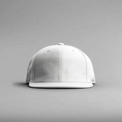 hite Snapback Cap Mockup On A Grey Background Front View.