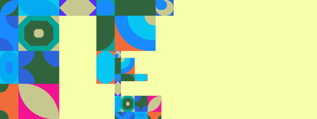 Fototapeta premium Template with a colorful gradient triangular pattern on each corner position with a space. Modern white geometric background for business or corporate presentation. Vector illustration