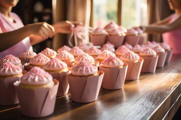 Ping muffins on table for wedding celebration ai generated art