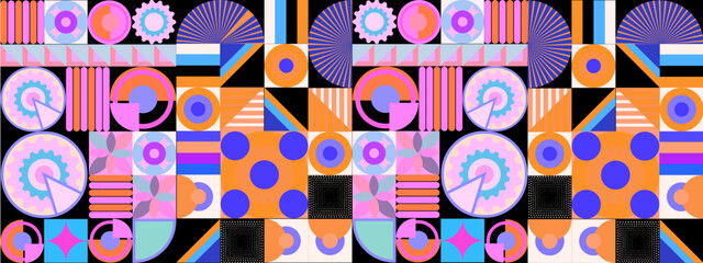 vector flat design colorful mosaic banners