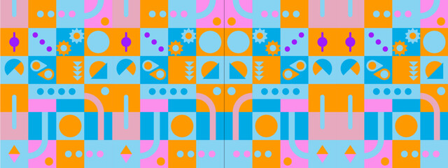 vector flat mosaic horizontal banners template