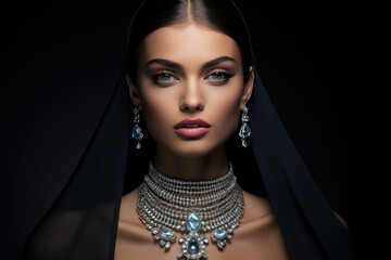 Beauty Portrait Of Model With Elegant And Sophisticated Jewelry And Accessories