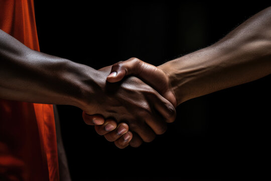 Basketball Players Closeup Handshake. Handshake Meaning, Basketball Player Positions, Closeup Photography Tips, Referees Their Duties, Exercise Benefits Of Basketball